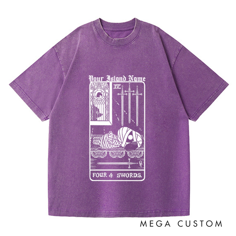 Personalized Four of Swords Washed T-Shirts Video Game Tshirt Island Building Game Shirt