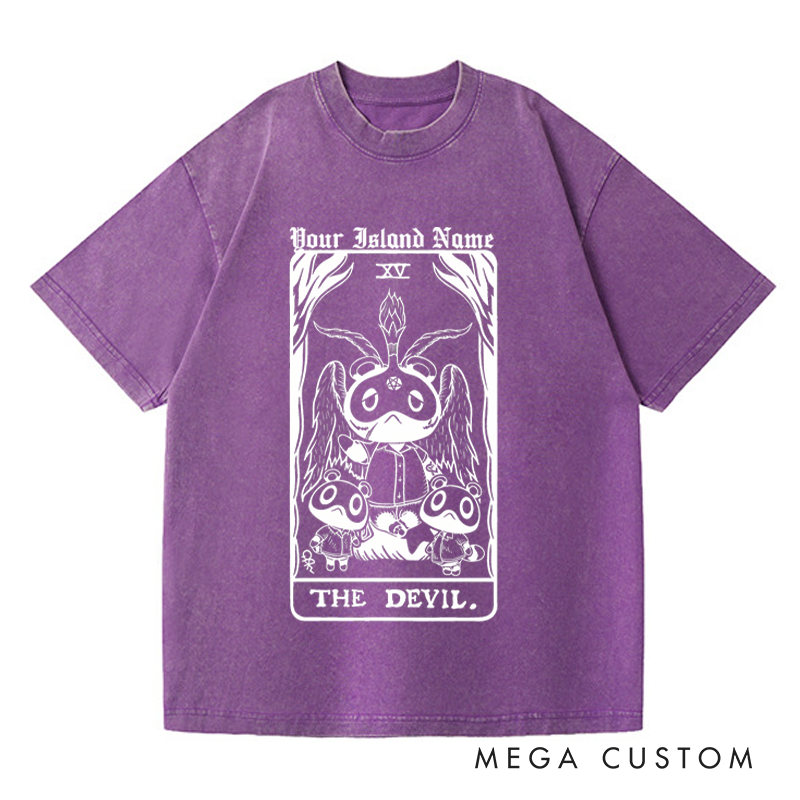 Personalized the Devil Washed T-Shirts Video Game Tshirt Island Building Game Shirt