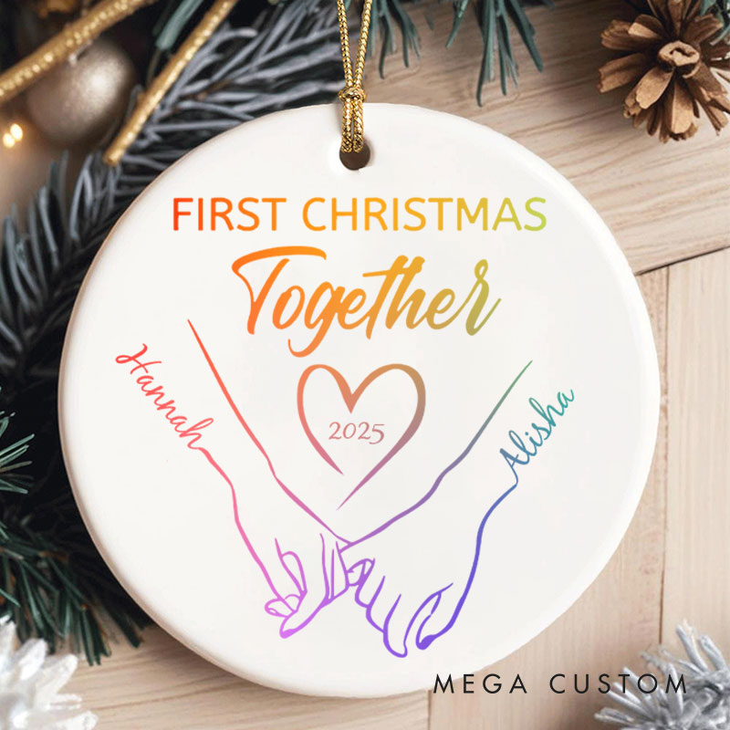 Personalized First Christmas Together Ornament LGBTQ Lesbian Gay Hand in Hand Christmas Ornament LGBTQA+ Xmas Ornament