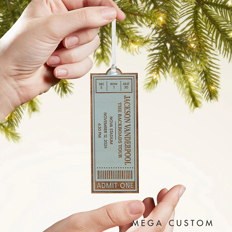 Personalized Favorite Concert Ticket Personalized Wood Ornament Christmas Gift Christmas Ornament Concert Tickets Memory Ornament for Him for Her