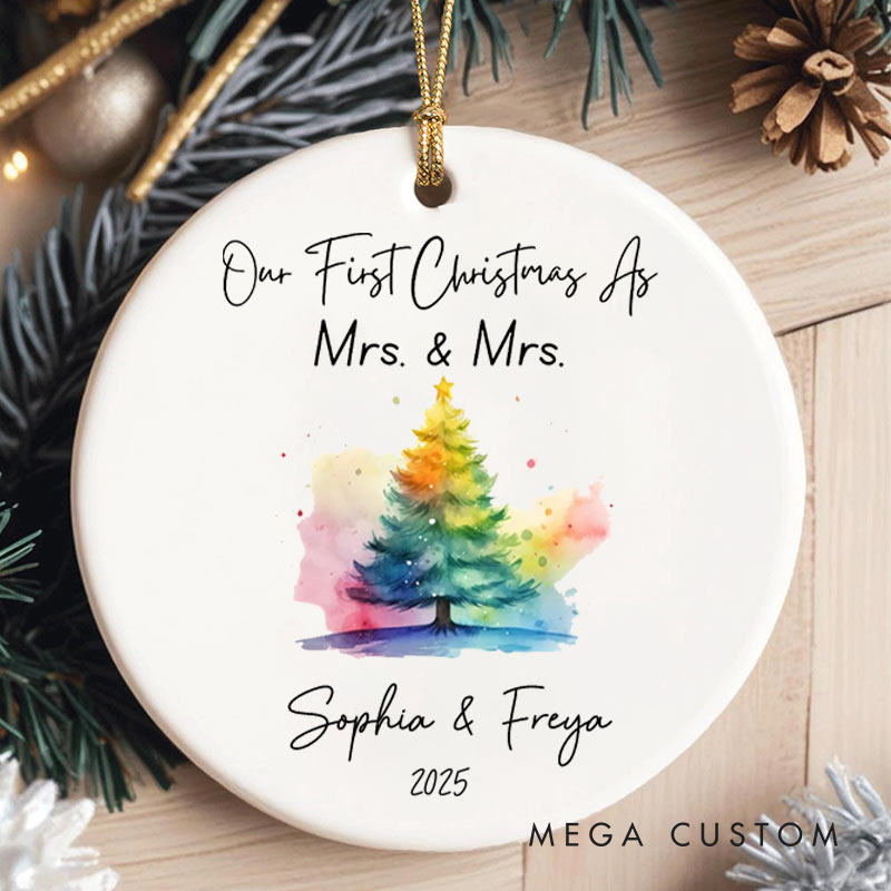 Personalized Our First Christmas as Mrs and Mrs Ornament LGBTQ Lesbian Ornament Pride LGBTQA+ Christmas Ornament for Her
