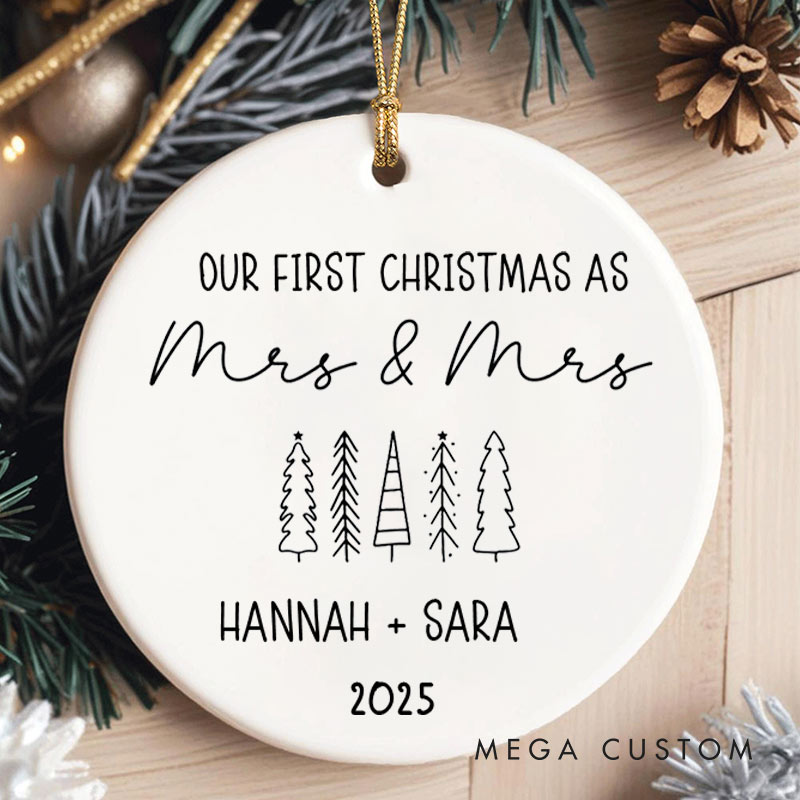 Personalized Our First Christmas as Mrs and Mrs Ornament LGBTQ Lesbian Wedding Christmas Ornament Pride LGBTQA+ Ornament for Her