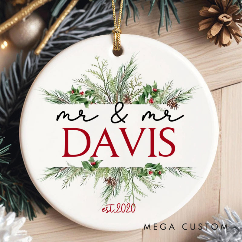 Personalized LGBTQ Christmas Ornament Lesbian Gay Married Christmas Ornament LGBTQ Ornament for Her Him