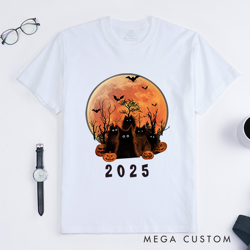 Personalized Full Moon and Witch Halloween T-Shirt Perfect for Adding a Magical and Spooky Touch T-Shirt