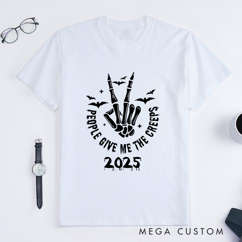 Personalized People Give Me the Creeps Halloween T-Shirt Perfect for Adding Humor and Spooky Charm T-Shirt