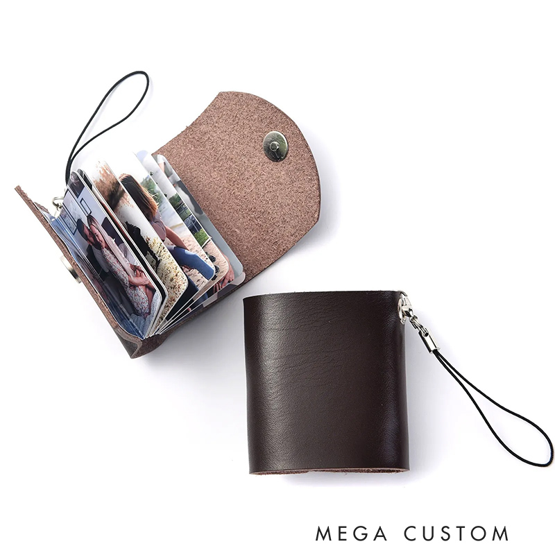 Personalized Mini Photo Keychain Small Custom Leather Memory Photo Mini Cute Picture Keychain for Family Boyfriend Girlfriend Couple Friends