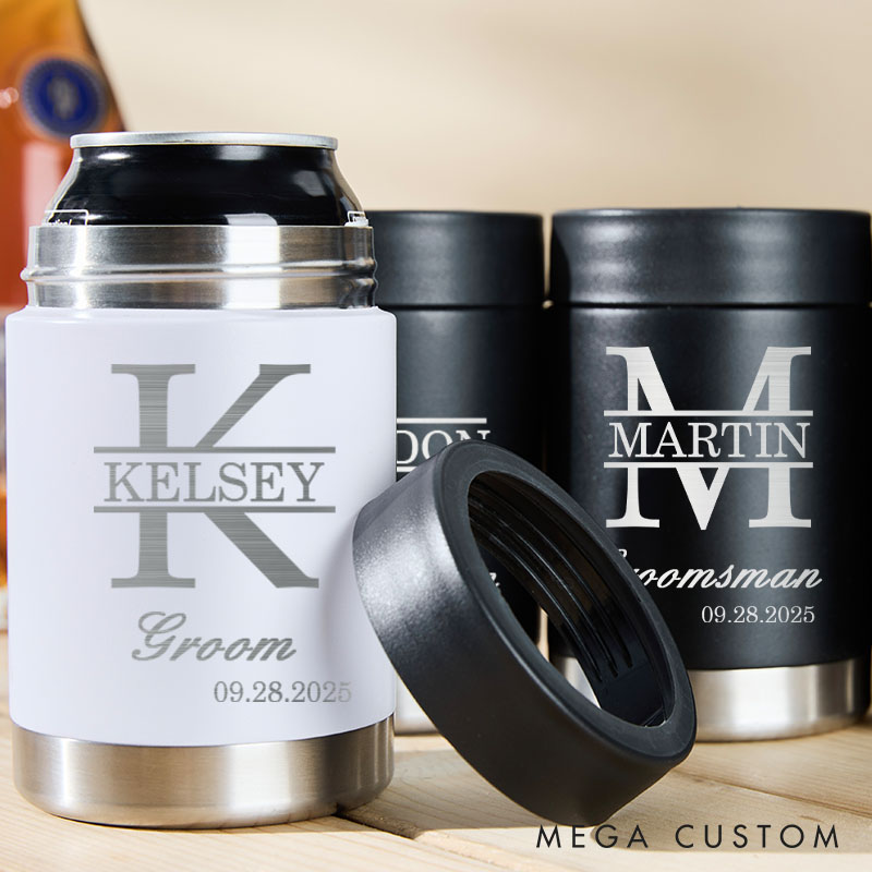 Personalized Groom Groomsman Wedding Party Can Cooler Bachelor Tumbler for Men Groomsman Proposal Keepsakes Can Holder