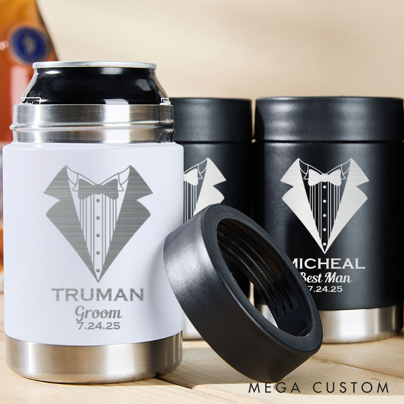 Personalized Wedding Party Can Coolers Bachelor Party Keepsakes for Groom Best Man Gift Groomsmen Proposal Can Holder