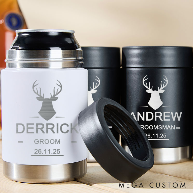 Personalized Groomsman Can Cooler Wedding Party Groom Can Cooler Bachelor Party Favors for Groom Best Man Beer Can Holder