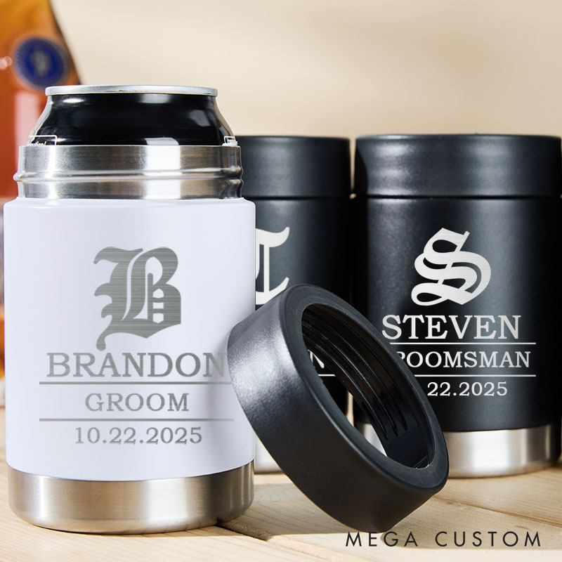 Personalized Wedding Can Coolers for Groom Best Man Proposal Can Holder Groomsmen Party Favors Beer Can Cooler Holder