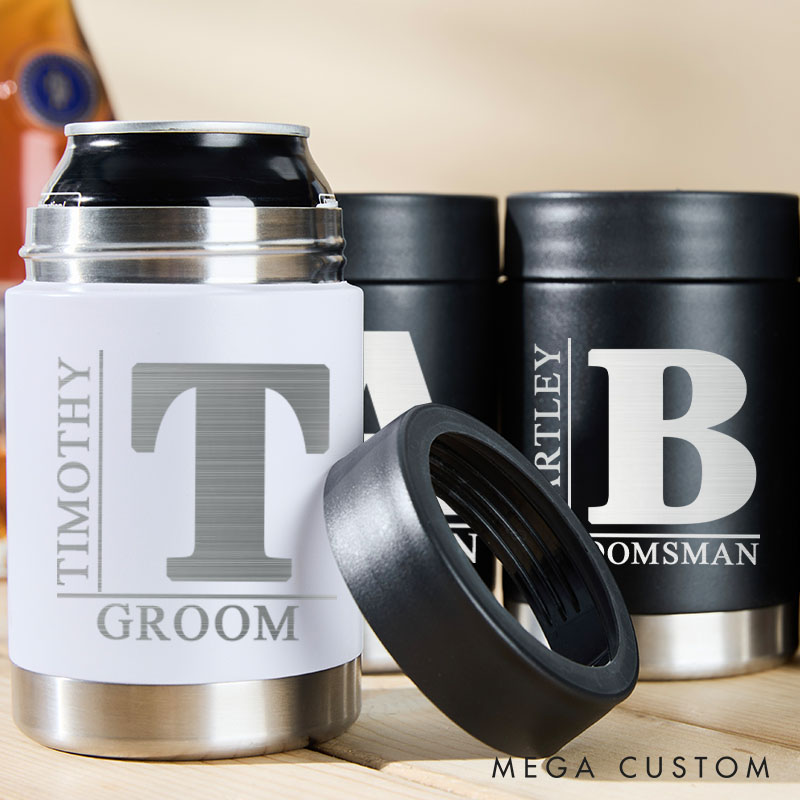 Personalized Groom Can Cooler Groomsman Bachelor Party Can Cooler Wedding Party Can Holder for Him Best Man Proposal Gift