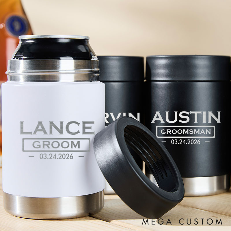 Personalized Best Man Can Cooler Groomsman Beer Can Holder Wedding Groom Club Can Coolers for Men Bachelor Party Can Cooler