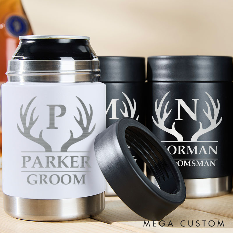 Personalized Groomsmen Gift Can Cooler Wedding Party Favors Can Cooler Bachelor Can Holder for Him Best Man Can Holder