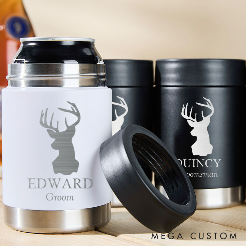 Personalized Groomsmen Wedding Favors Can Cooler Groom Bachelor Party Can Holder for Men Best Man Beer Can Holder for Him