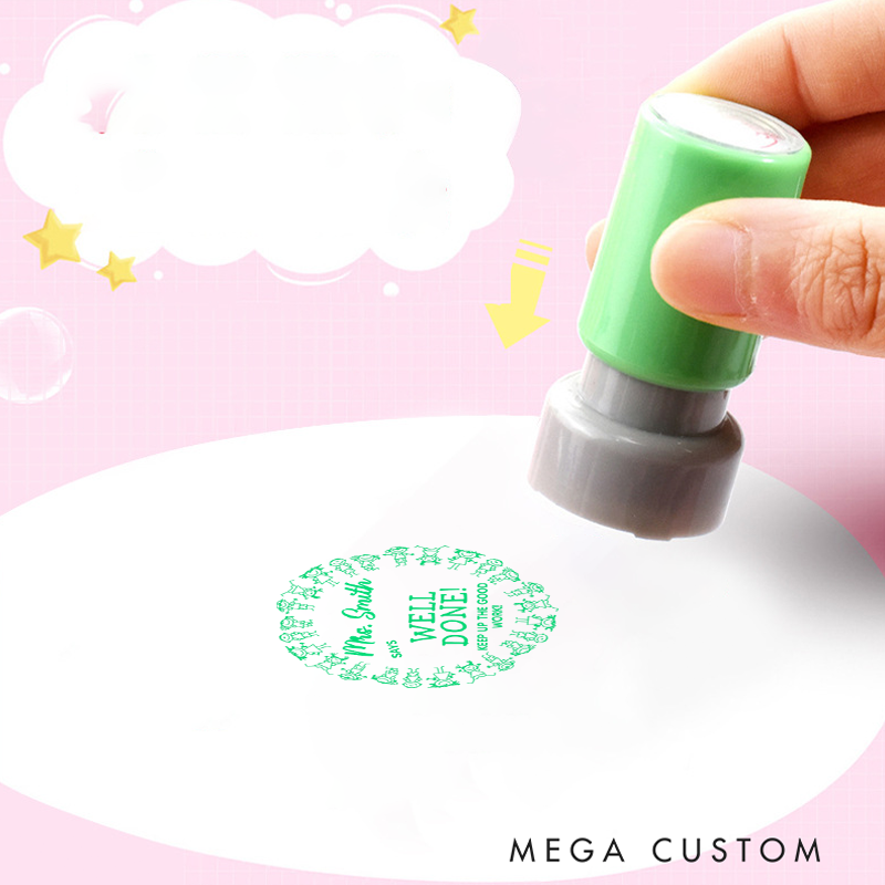 Personalized Teacher Stamps Teacher Says Well Done Keep up the Good Work Design Perfect Teacher Appreciation Gift