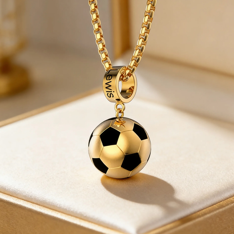 Personalized Soccer Ball Pendant Necklace with Custom Name for Sports Fans