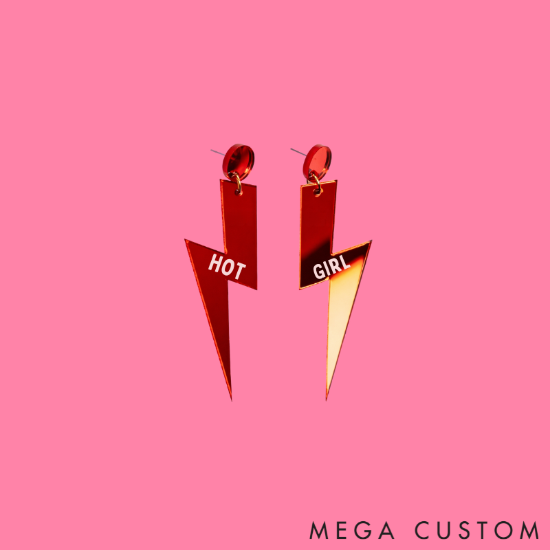 Personalized Multi-Color Lightning Bolt Earrings Edgy Statement Gift for Fashion Girls