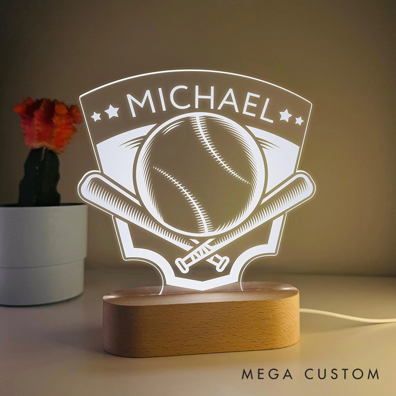 [Copy]Personalized Baseball Bat and Glove Design LED Night Light with Custom Name