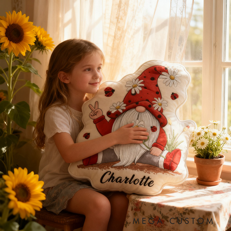 Personalized Garden Gnome Pillow with Custom Name Graphic 3D Print Daisy Garden Gnome Pillow for Gardening Lovers