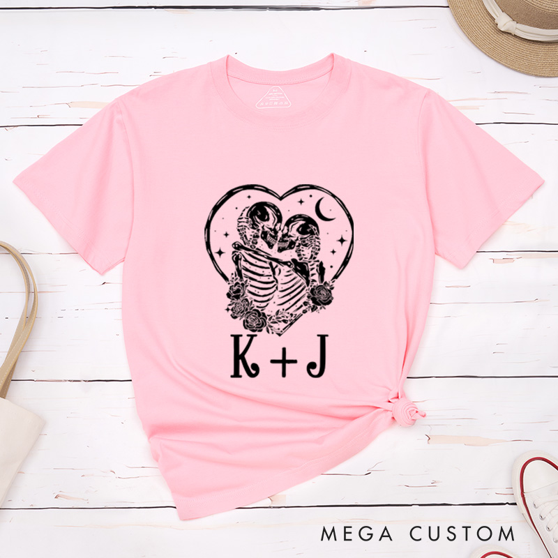 Personalized Halloween Skeleton Couple Matching Classic T-Shirt