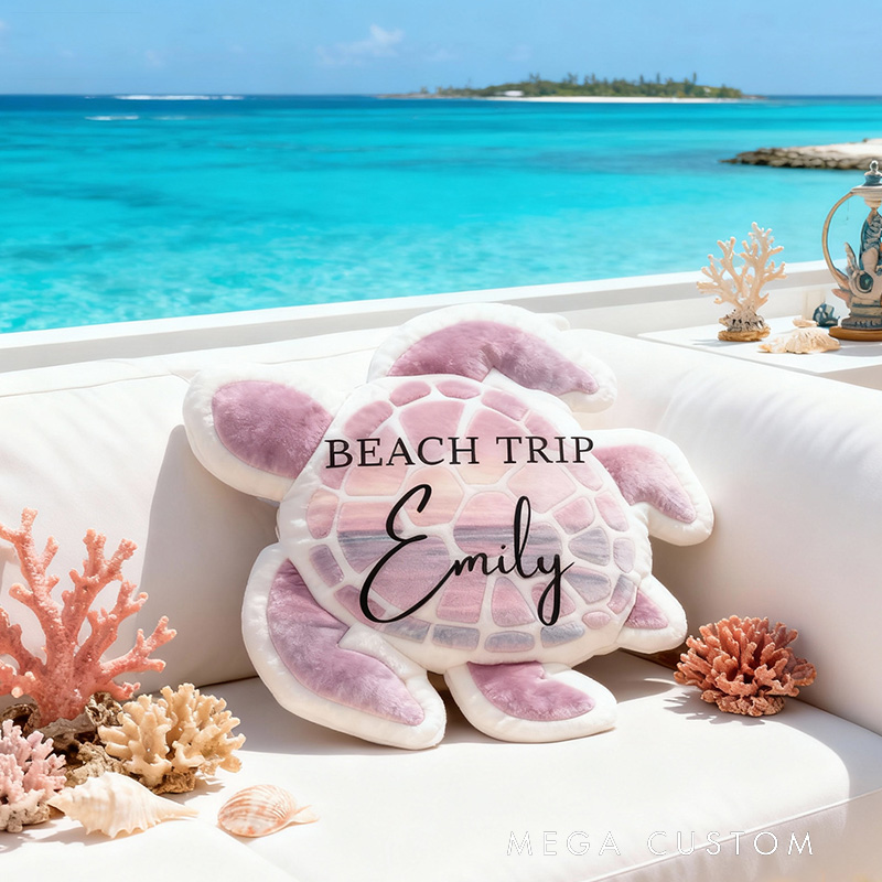 Personalized Sea Turtle Pillow Graphic 3D Print Beach Trip Pillow for Travel Lovers