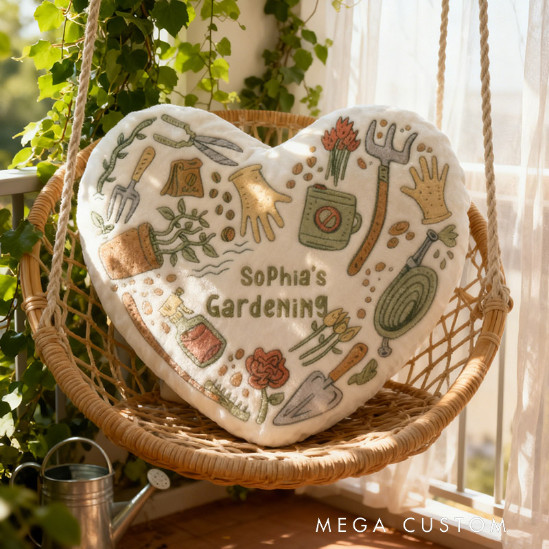 Personalized Heart-shaped Pillow Graphic 3D Print Gardening Items Pillow for Gardening Lovers