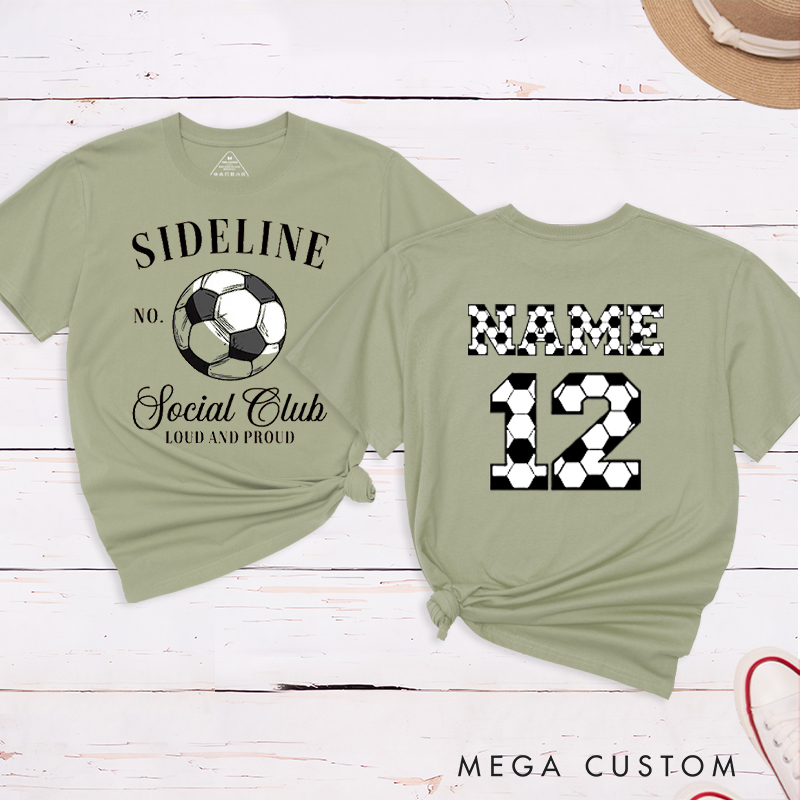 Personalized Sideline Soccer T-Shirt with Custom Name and Number Design