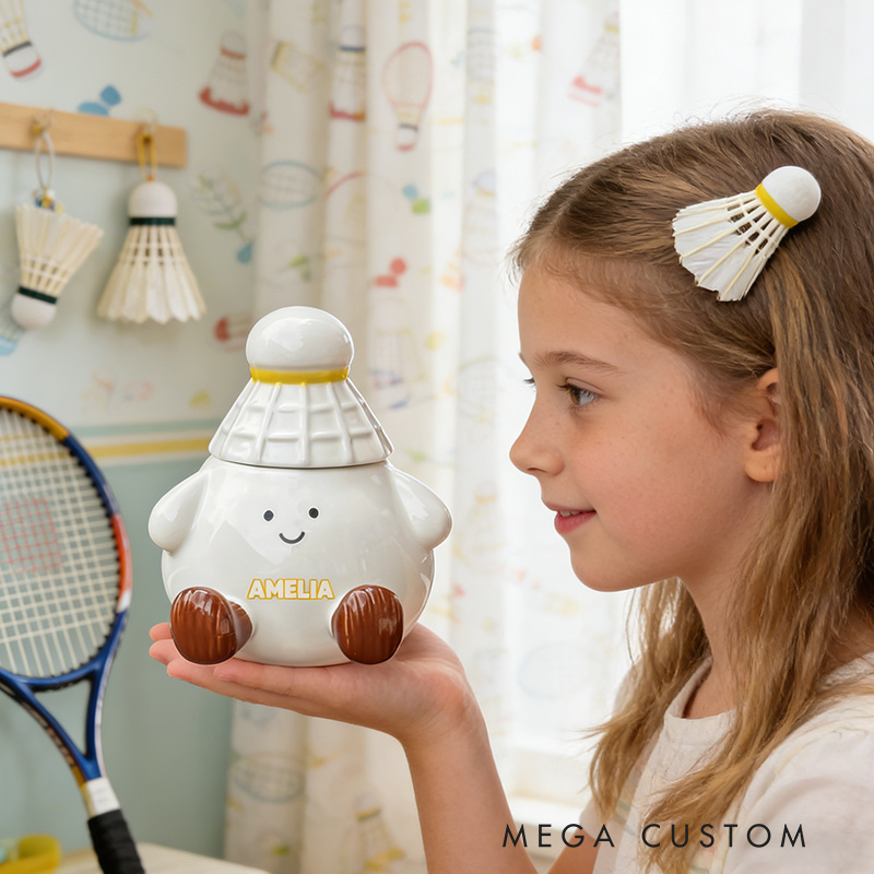 Personalized Badminton Mug Cute Badminton Coffee Cup with Custom Name Gift for Badminton Lovers