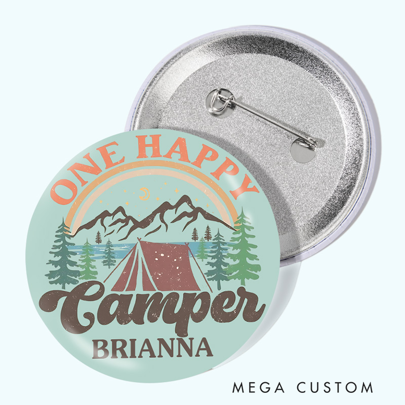 Personalized One Happy Camper Traveler Pin Outdoor Adventure Pin Badge Gift Nature Camping Hiking Lovers Gift