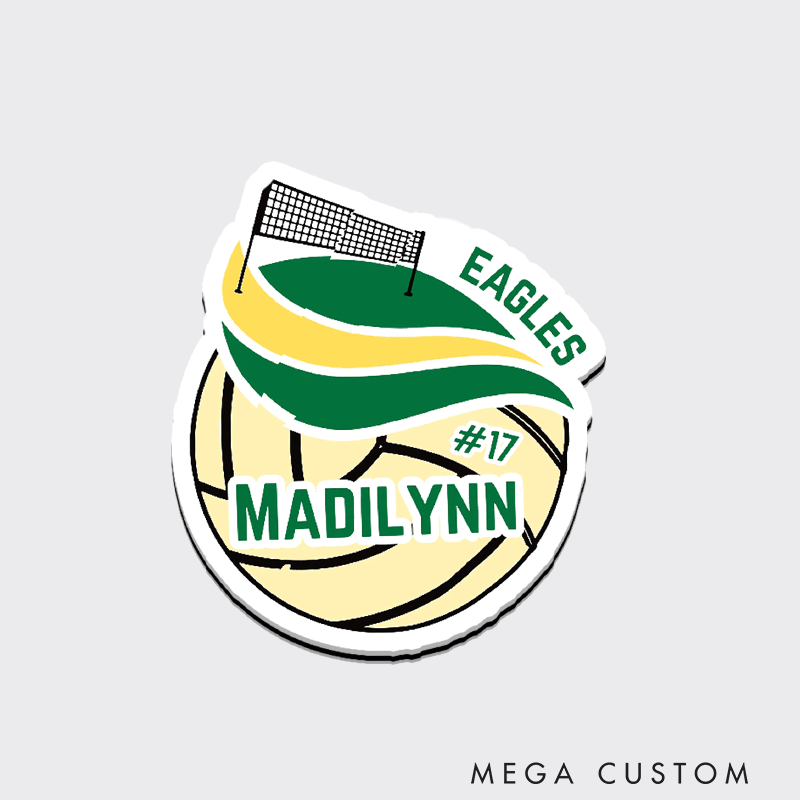 Personalized Volleyball Fridge Magnets with Custom Team Name, Player's Name and Number