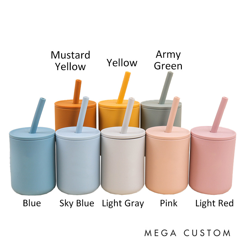 Personalized Flower Girl with Hearts and Flowers 7oz Wedding Kids Silicone Cup with Straw and Lid