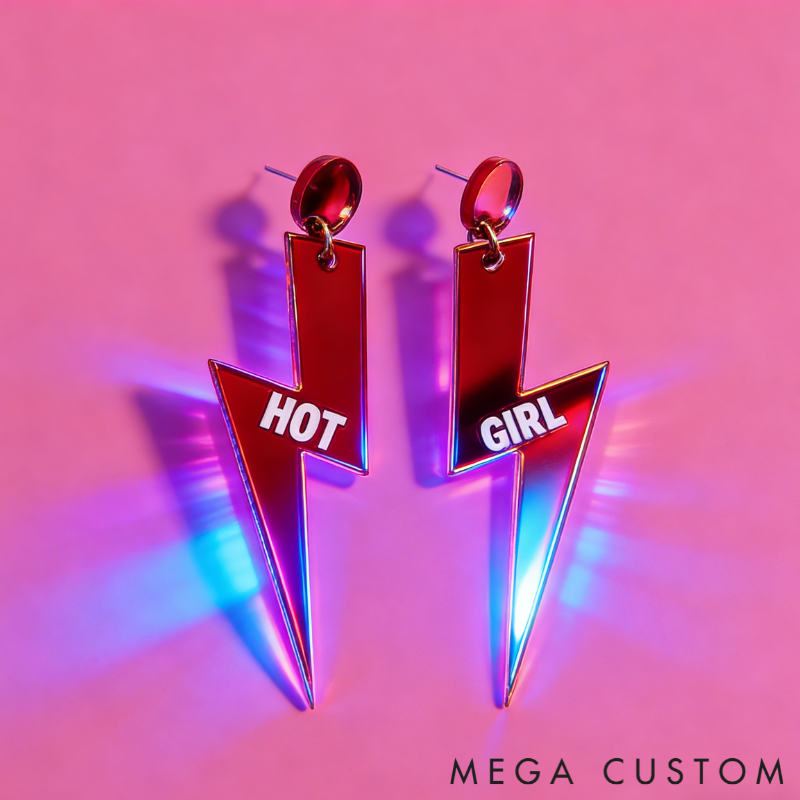 Personalized Multi-Color Lightning Bolt Earrings Edgy Statement Gift for Fashion Girls