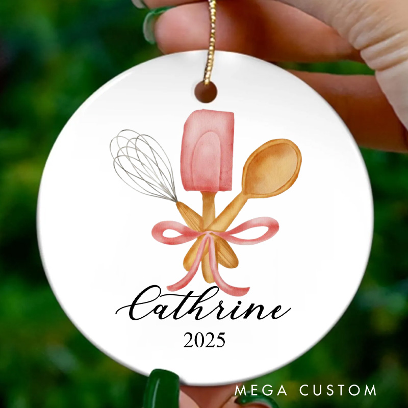 Personalized Baking Tool Christmas Ornament Cookie Baking Ornament with Name Xmas Tree Decor Baker 2025 Christmas Gift Baking Lover Gift