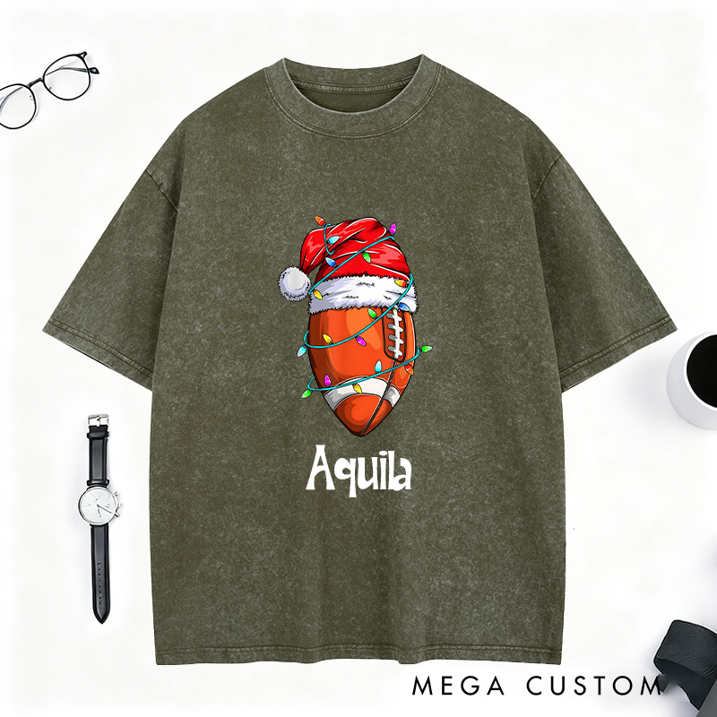 Personalized Christmas T-Shirt with Festive Basketball, Soccer, Baseball, and Volleyball Designs