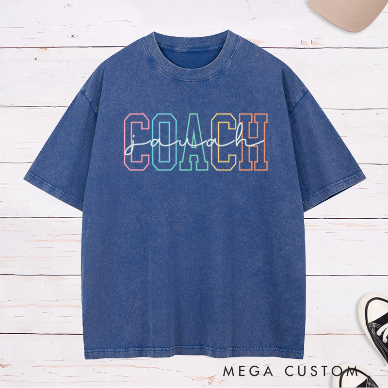 Personalized Coach Washed T-Shirt with Custom Name