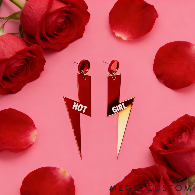 Personalized Multi-Color Lightning Bolt Earrings Edgy Statement Gift for Fashion Girls