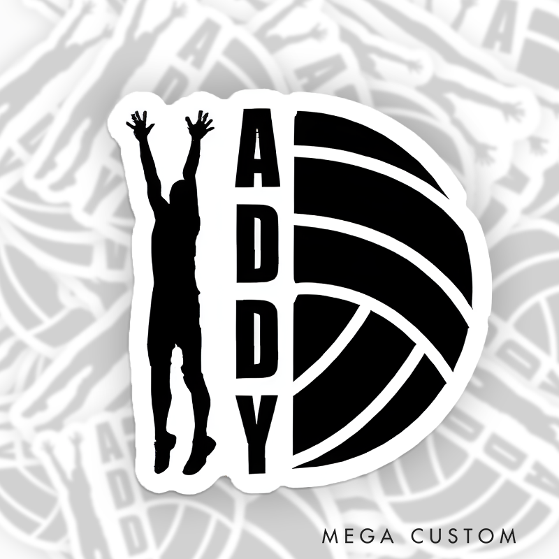 Personalized Volleyball Design Sticker with Custom Player Name for Athlete Sticker