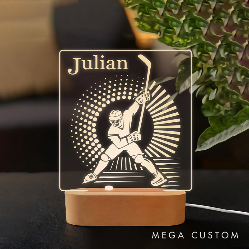 [Copy]Personalized Hockey LED Lamp with Custom Name and Player Action Design