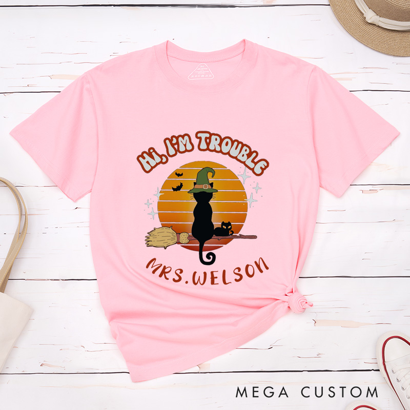 Personalized Where I Go Trouble Follows Retro Couple Halloween Matching Shirt 