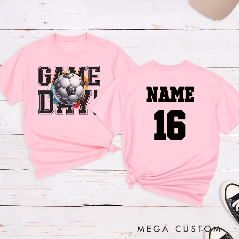 Personalized Soccer T-Shirt Featuring Vibrant Splash Design and Custom Name and Number