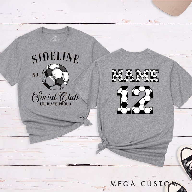 Personalized Sideline Soccer T-Shirt with Custom Name and Number Design