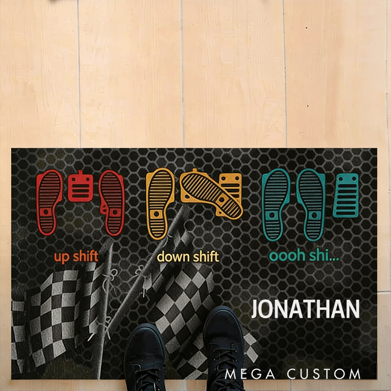 Personalized Racing Checkered Flag Door Mat Custom Name Door Mat Gifts