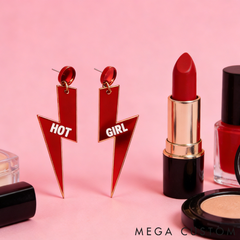 Personalized Multi-Color Lightning Bolt Earrings Edgy Statement Gift for Fashion Girls