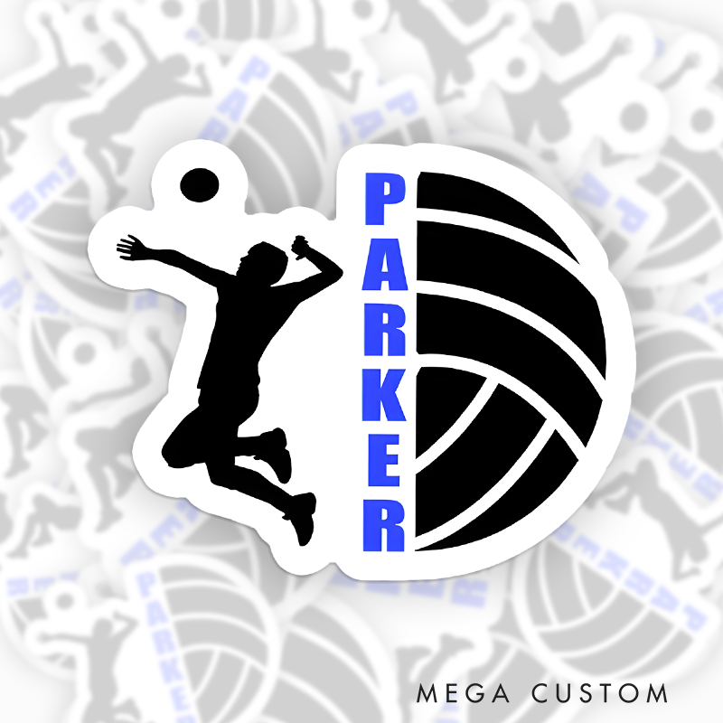 Personalized Volleyball Design Sticker with Custom Player Name - Volleyball Boy Player