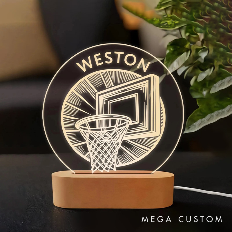 [Copy]Personalized Basketball LED Night Light with Dribbling Player and Custom Name Design