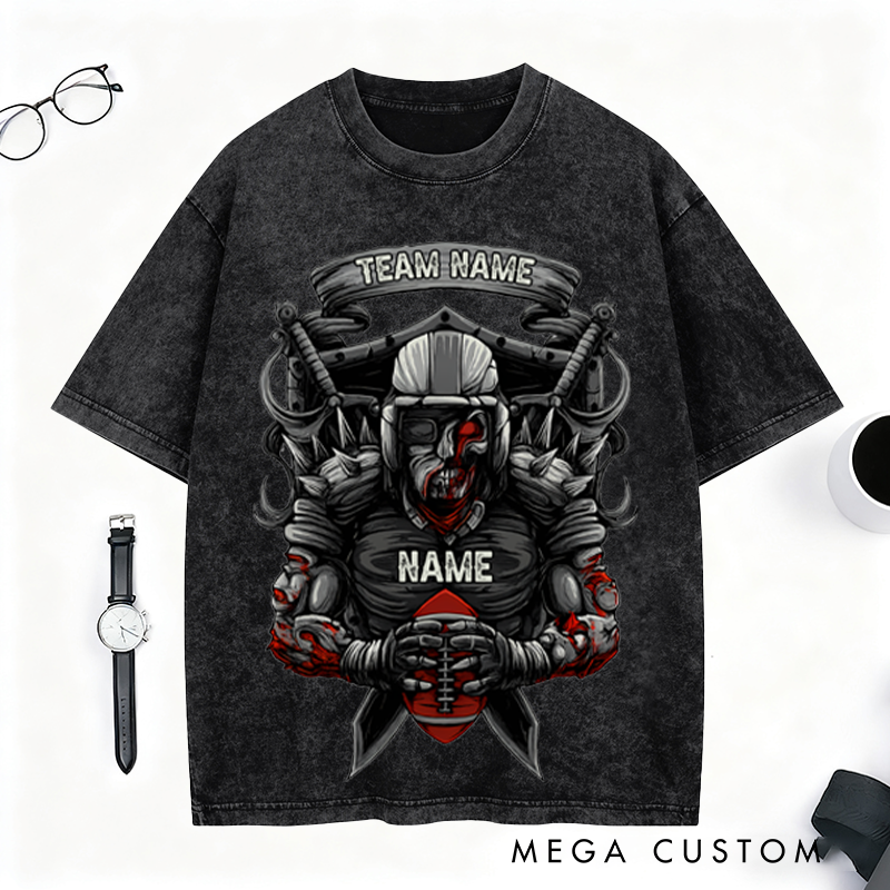 Personalized Football Warrior T-Shirt Showcase Your Team and Name with Epic Style