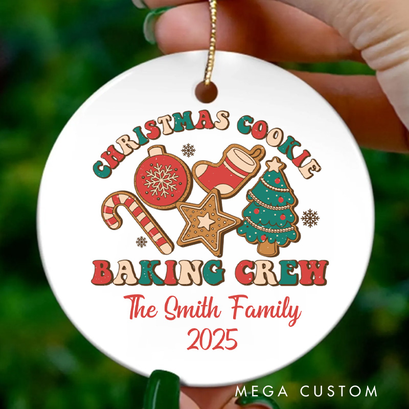 Personalized Cookie Baking Crew Christmas Ornament Ceramic Ornament with Name Xmas Tree Ornament Baker 2025 Christmas Gift Baking Lover Gift