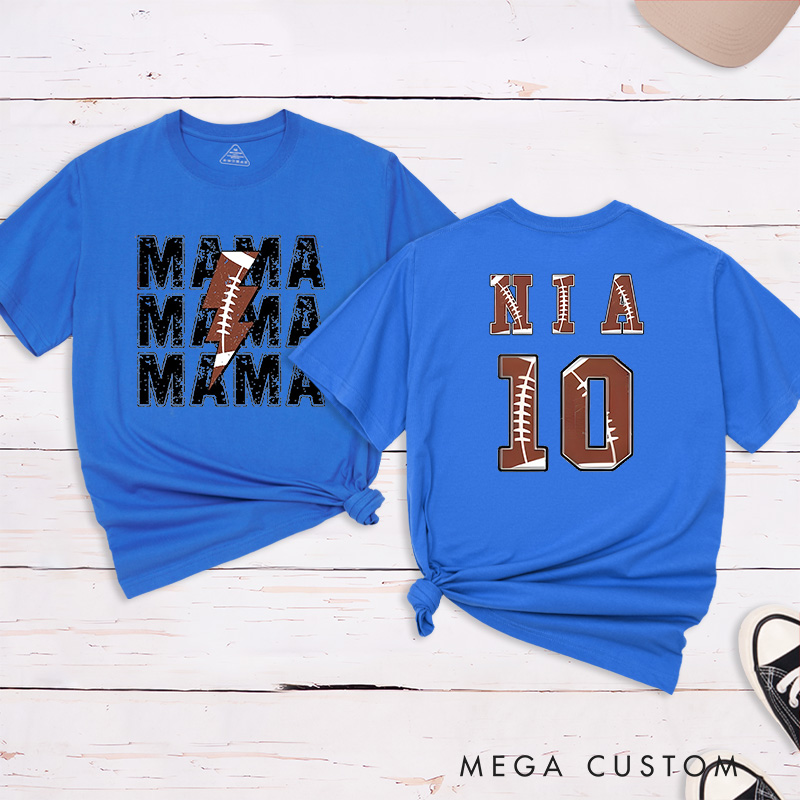 Personalized American Football and Rugby Mama T-Shirts with Custom Name and Number-The Perfect Gift for Mom or Grandma