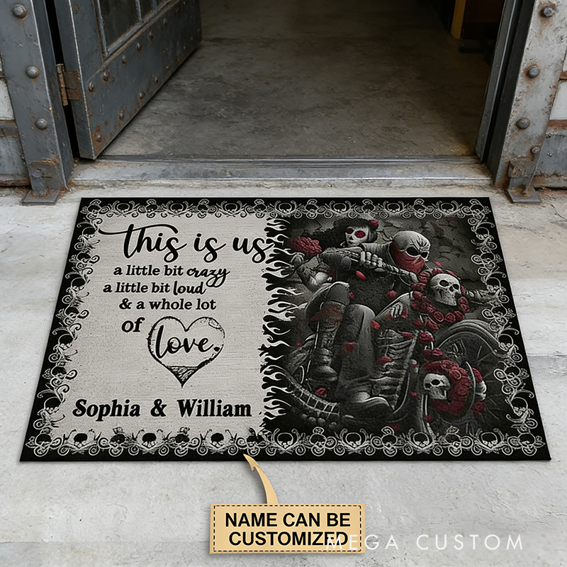 Personalized Racing Biker Couple Door Mat Custom Name Door Mat Gifts