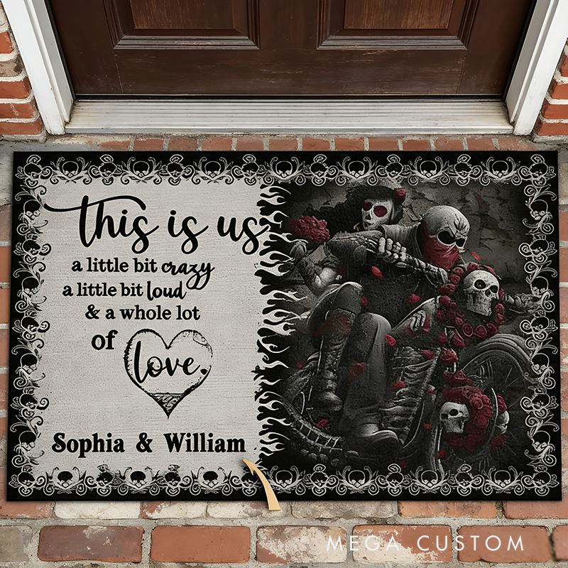 Personalized Racing Biker Couple Door Mat Custom Name Door Mat Gifts